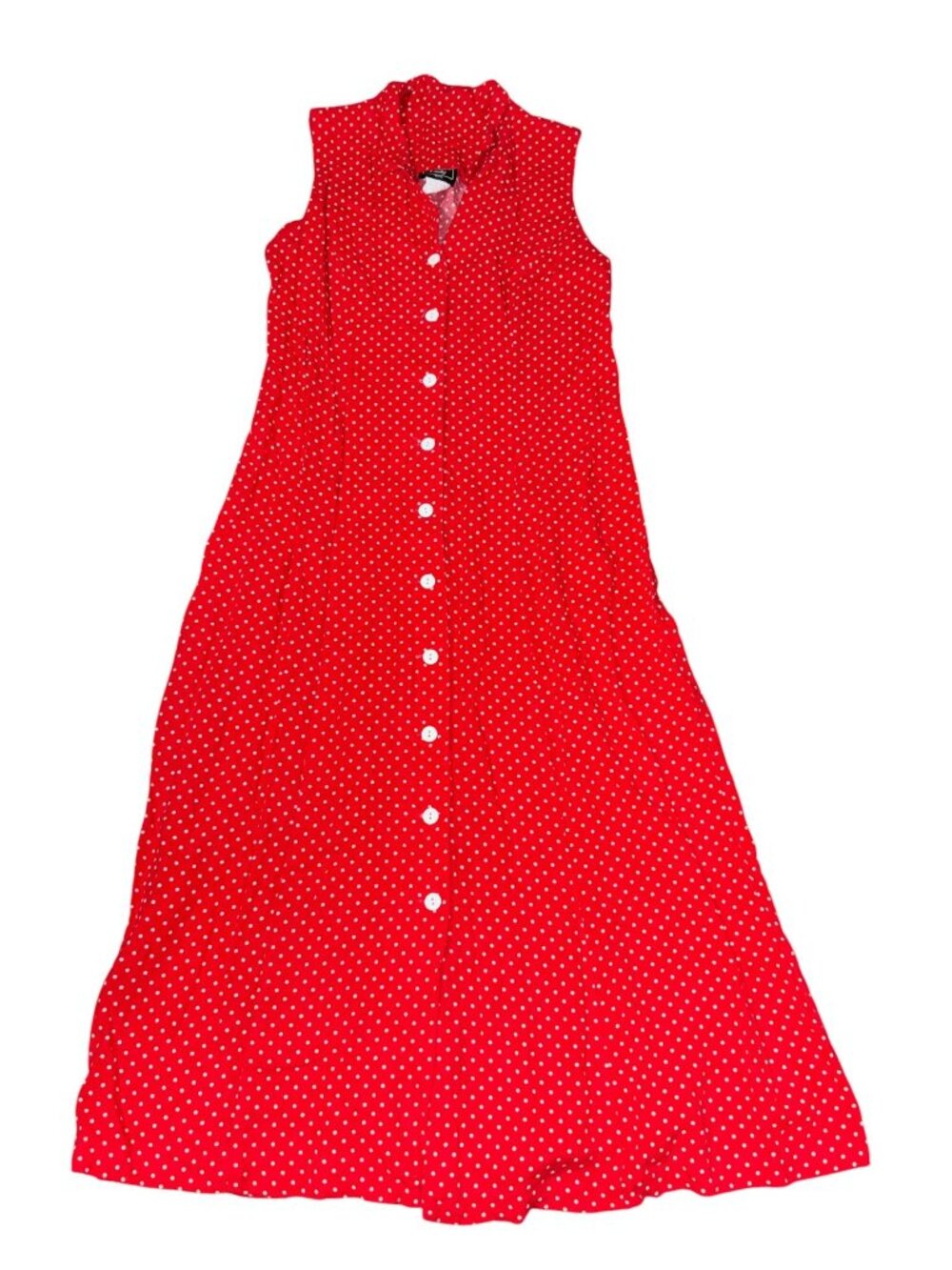 Southern Lady Petite 10P Red Polka Dot Sleeveless Dress